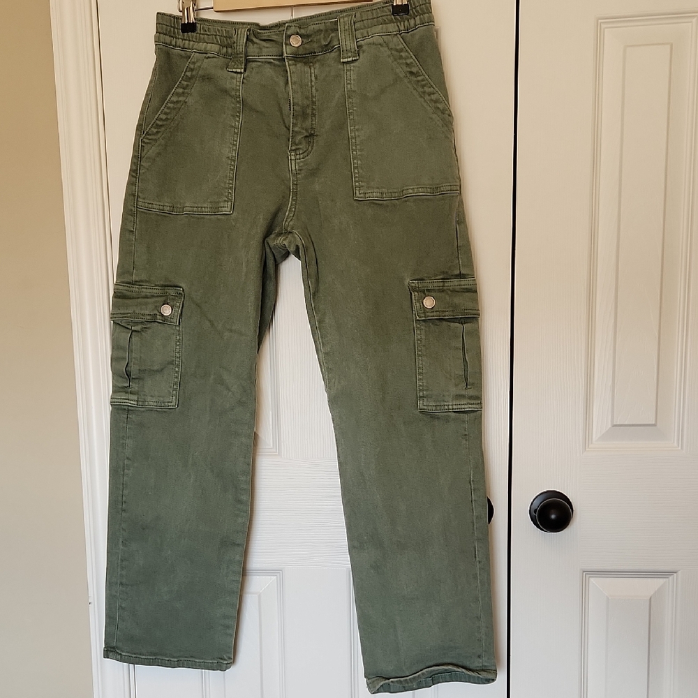 Olive Green Cargo Women Jeans
